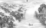 人气 客厅灰色山水 TIF分层