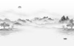 水墨热卖灰色山水 TIF分层