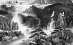 国画热卖灰色山水 TIF分层