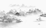 现代山水电视背景 tif分层