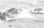 高清 客厅灰色山水 tif分层