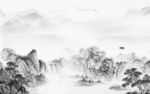 高清 最新灰色山水 tif分层
