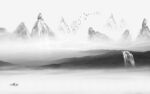 别墅电视墙画山水 TIF分层