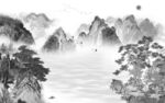国画电视墙画山水 TIF分层