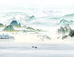 意境国画山水流水生财