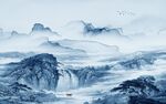 蓝色客厅电视山水 TIF分层