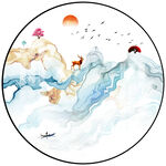 圆形山水画