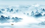 水墨别墅背景山水 tif分层
