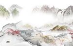 中式背景墙山水图 TIF分层