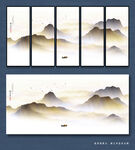 意境山峰抽象水墨山水