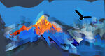 雪山油画
