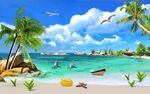3D阳光马尔代夫夏威夷旅游海滩