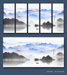 新中式水墨山水画