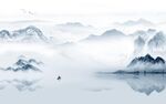新中式意境客厅山水 tif分层