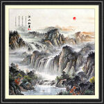 高山流水山水画