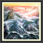泰山日出山水画