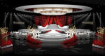 红白色主题婚礼舞台区效果图