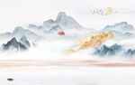 人气新款山水墙画 tif分层