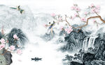 花鸟新款山水背景 tif分层