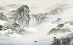 国画客厅电视山水 TIF分层