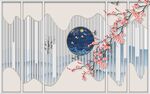 新中式格栅背景墙