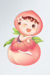  水果水蜜桃子女孩人物形象IP
