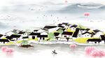 江南水乡水墨装饰画