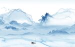 蓝色中式背景山水 TIF分层