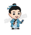卡通书生秀才漫画矢量图经典重制