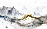 新中式客厅山水背景 TIF分层