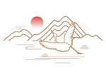 中国风创意古典山纹云纹水纹飞鹤