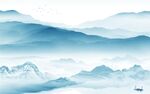 蓝色电视客厅山水 TIF分层