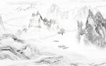 灰色现代电视山水 tif分层
