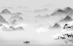 高档无框画山水图 tif分层