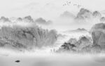 中式客厅山水背景 TIF分层