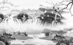 高端客厅山水背景 TIF分层
