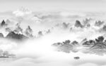灰色人气山水框画 TIF分层