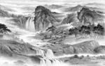 中国风灰色高清山水 tif分层