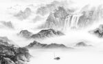 新上架客厅灰山水画 tif分层