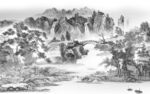 水墨客厅灰山水画 tif分层