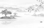 爆款中式灰色山水 TIF分层