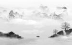 高端客厅灰山水画 TIF分层