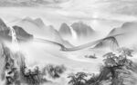 客厅大气现代山水 tif分层