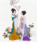 梧桐花仕女图