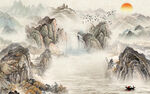国画现代风景山水 Tif分层