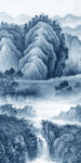 蓝色风景现代玄关 tif分层
