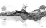山水极简灰色墙画 tif分层