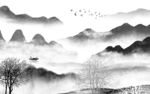 大气 山水灰色墙画 tif分层