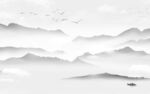 高雅中式灰色山水 Tif分层