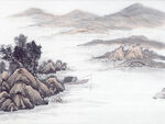 现代水墨山水画